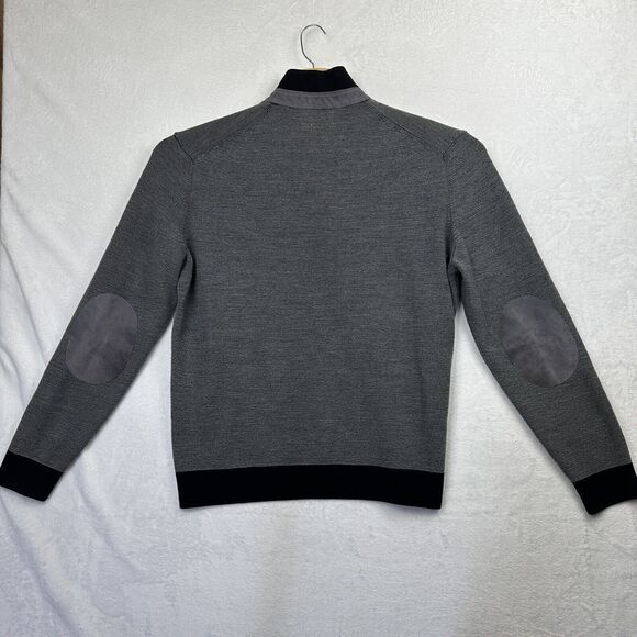 Enrico Rossini Wool Blend 1/4 Quarter Zip Men’s XL Sweater Elbow Patches Gray - Picture 2 of 16